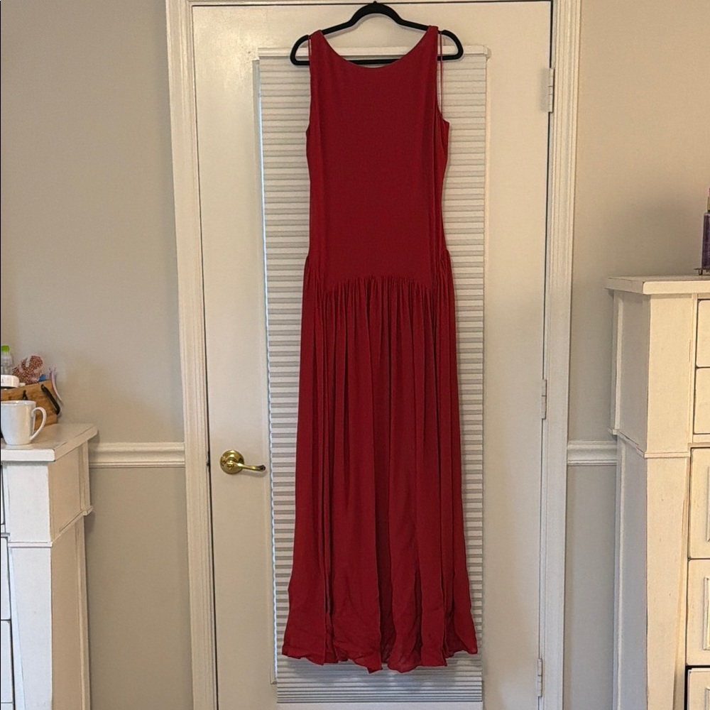 Reformation Red Sleeveless Maxi Dress with Gathered Skirt - Picture 2 of 7